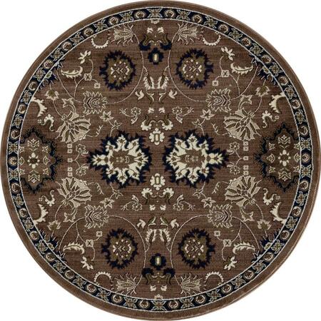 ART CARPET 8 Ft. Arbor Collection Bouquet Woven Round Area Rug, Brown 21223